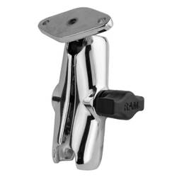 RAM® Chrome Double Socket Arm with Diamond Plate - Medium Arm