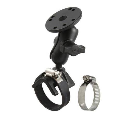 RAM® Double Ball Strap Hose Clamp Mount with Round Plate