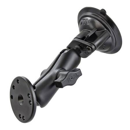 RAM® Twist-Lock™ Suction Cup Double Ball Mount with Round Plate - Medium