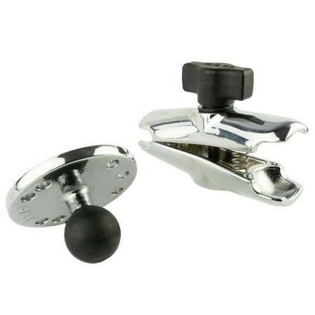 RAM® Chrome Double Socket Arm with Round Plate - Medium Arm
