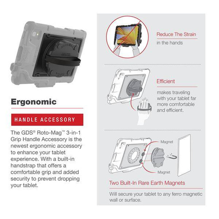 GDS® Roto-Mag™ 3-in-1 Grip Handle Accessory for Zebra ET4x 8” Tablet