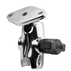 RAM® Chrome Double Socket Arm with Diamond Plate - Short Arm
