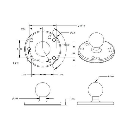 RAM® Chrome Round Plate with Ball