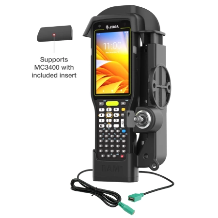 RAM® Locking Powered Dock + Single USB-A for Zebra MC3300 & MC3400