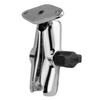RAM® Chrome Double Socket Arm with Diamond Plate - Medium Arm