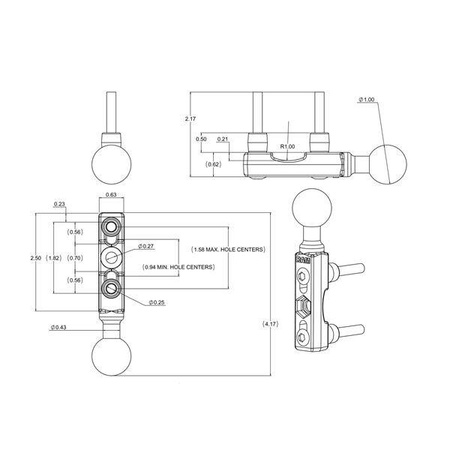 RAM® Chrome Motorcycle Brake/Clutch Reservoir Ball Base