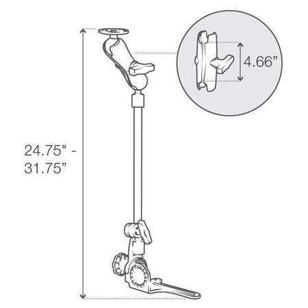 RAM® Pod HD™ Vehicle Mount with 18" Aluminum Rod and Round Plate