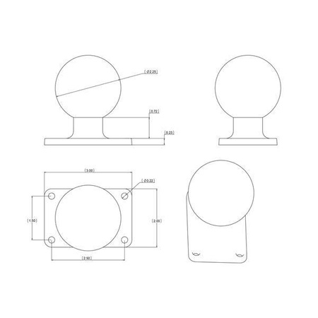 RAM® Ball Base with 1.5" x 2.5" 4-Hole Pattern - D Size
