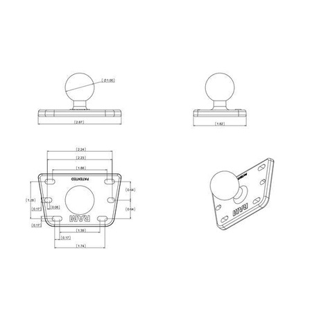 RAM® Centered Reservoir Cover Ball Base