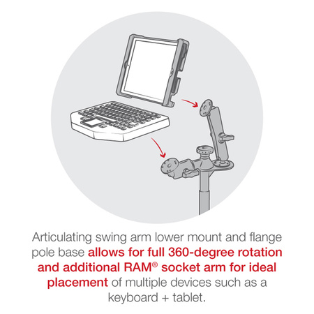 RAM® Tele-Pole™ with 12” & 18” Poles and Double Ball Mount