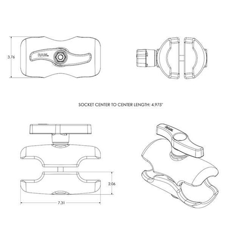 RAM® Double Socket Arm - E Size Short
