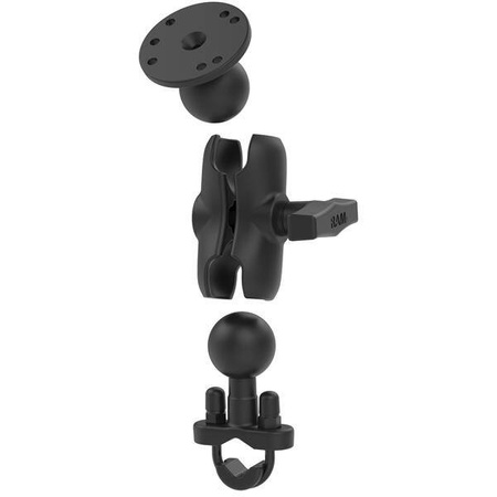 RAM® Handlebar U-Bolt Double Ball Mount with Round Plate - C Size Short