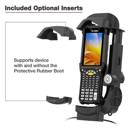 RAM® Locking Powered Dock + USB-A for Zebra MC9400/9300 - Heated Pins