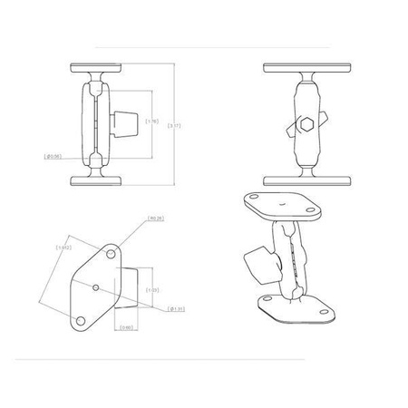 RAM® Double Ball Diamond Plate Mount - A Size Medium