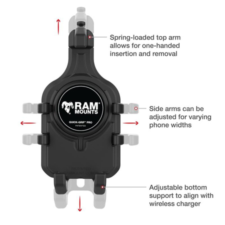 RAM® Quick-Grip™ Pro Phone Mount with Handlebar U-Bolt Base - Medium