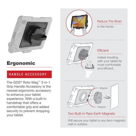 GDS® Roto-Mag™ 3-in-1 Grip Handle Accessory for Zebra ET4x 10” Tablet