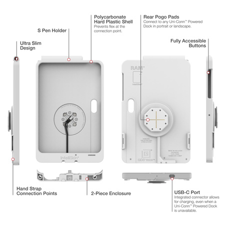 IntelliSkin® Thin-Case™ for Tab Active5 Pro & 4 Pro (Rear Pads) - Gray