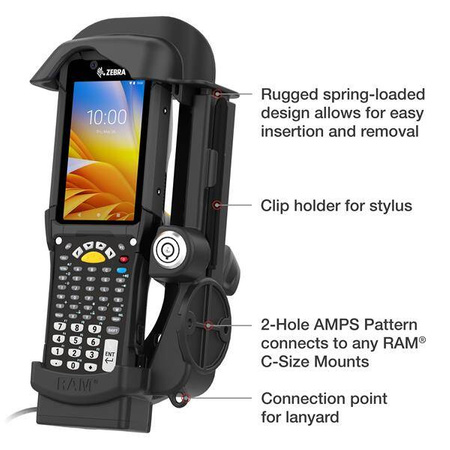RAM® Locking Powered Dock for Zebra MC9400 & MC9300 - Heated Pins