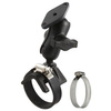 RAM® Double Ball Strap Hose Clamp Mount with Diamond Plate - Short